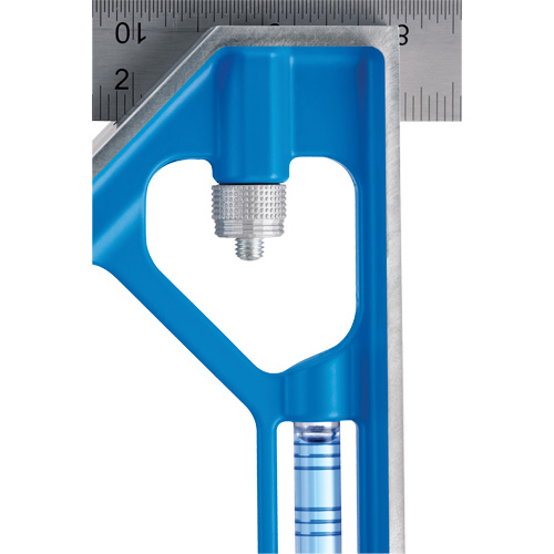 True Blue&reg; Combination Square, 12" L, 1/16" Graduations, Steel, Plain Auto-Cam