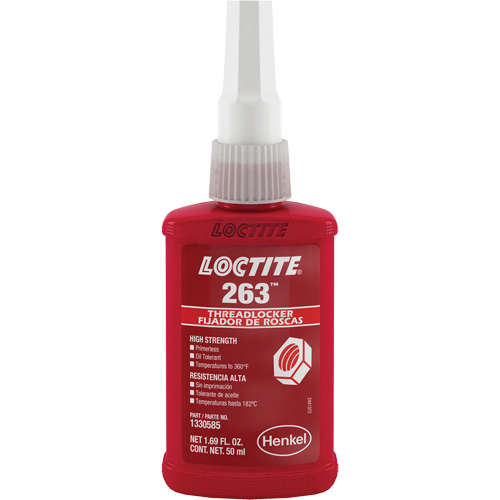 Threadlocker 263 Rapid Cure, Red, High, 50 ml, Bottle Auto-Cam