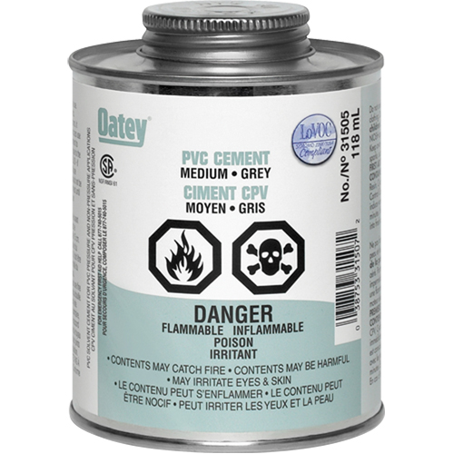 Ciment de PVC, 0,250 lb, Canette &agrave; dessus brosse, Gris Auto-Cam