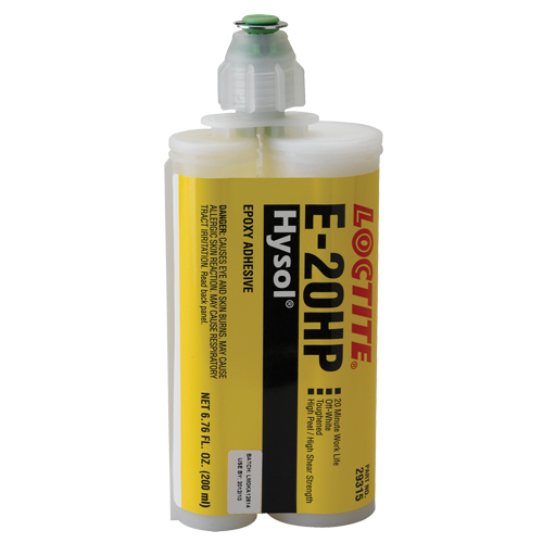 Adh&eacute;sifs structuraux &agrave; s&eacute;chage rapide E-20P, 200 ml, Cartouche double, Deux composants, Blanc Auto-Cam