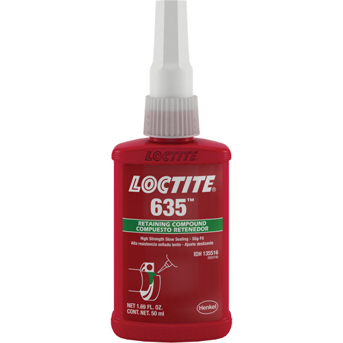 Loctite&reg; 635 Retaining Compound, 50 ml, Bottle, Green Auto-Cam
