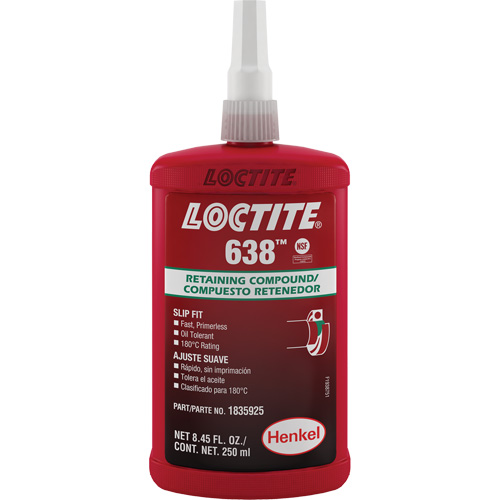 Loctite&reg; 638 Retaining Compound, 250 ml, Bottle, Green Auto-Cam