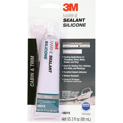 Marine Grade Silicone Sealant, 3 oz., Tube, Clear Auto-Cam