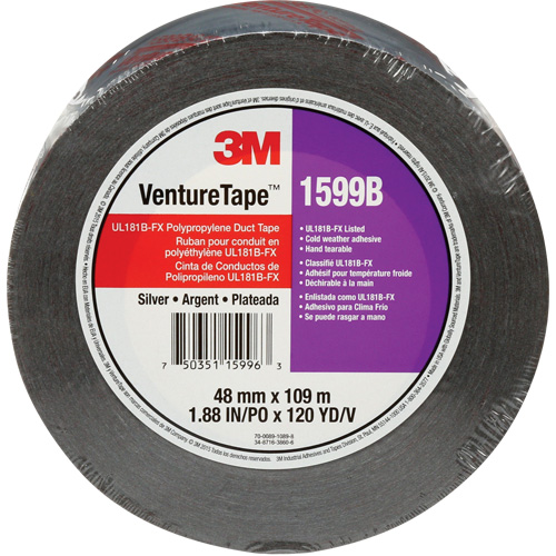 Ruban en polypropyl&egrave;ne Venture Tape 1599B, 3 mils, Argent, 48 mm (2") x 109,7 m (359,9') Auto-Cam