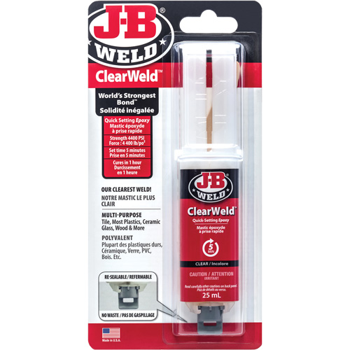 Adh&eacute;sif ClearWeld, 25 ml, Seringue, Deux composants, Transparent Auto-Cam