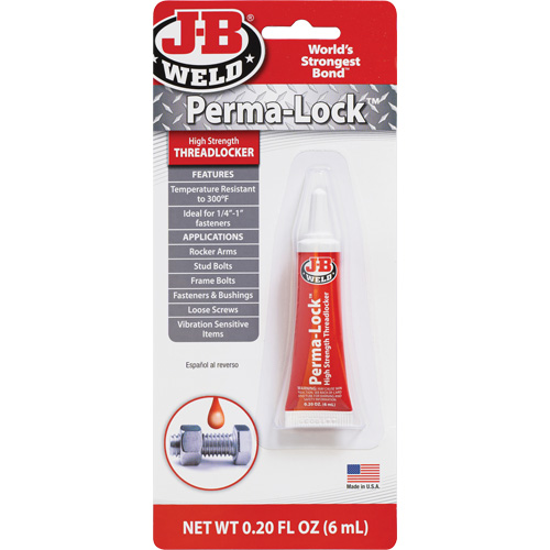 Perma-Lock Threadlocker, Red, High, 6 ml, Tube Auto-Cam