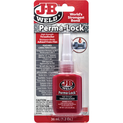 Perma-Lock Threadlocker, Red, High, 36 ml, Bottle Auto-Cam