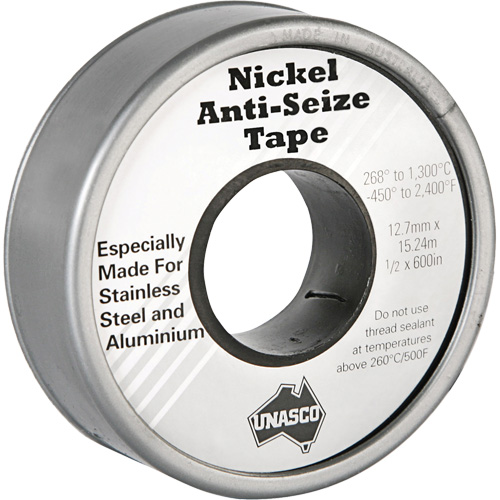 Nickel Anti-Seize Tape, 590" L x 1/2" W, Silver Auto-Cam