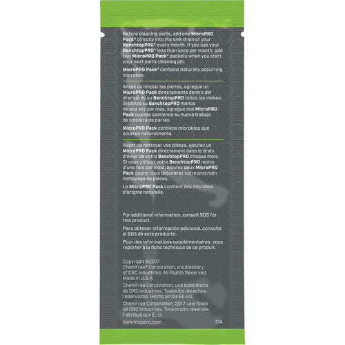 Agent nettoyant antimicrobien MicroPro Pack, 0,5 oz, Pochette Auto-Cam