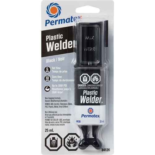Plastic Welder Epoxy, 25 ml, Syringe, Two-Part, Black Auto-Cam