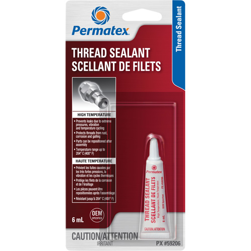 Scellant pour filetage haute temp&eacute;rature, Tube, 6 ml, -54° C - 204° C/-65° F - 400° F Auto-Cam