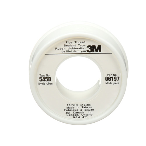 Scotch&reg; Thread Sealant Tape, 480" L x 1/2" W, White Auto-Cam