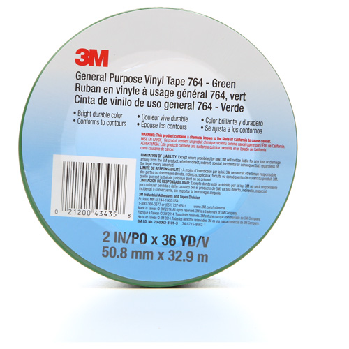 764 General-Purpose Vinyl Tape, 50.8 mm (2") W x 32.9 m (108') L, 5 mils, Green Auto-Cam