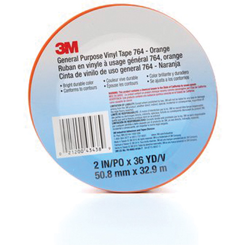 Ruban en vinyle pour travaux g&eacute;n&eacute;raux 764, 50,8 mm (2") la x 32,9 m (108') lo, 5 mils, Orange Auto-Cam