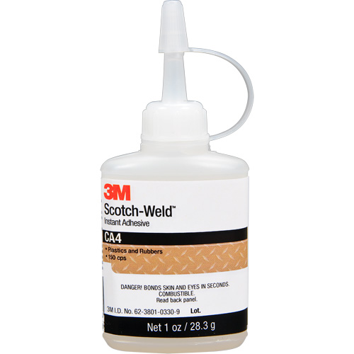 Scotch-Weld Instant Adhesive CA4, Clear, Bottle, 1 oz. Auto-Cam