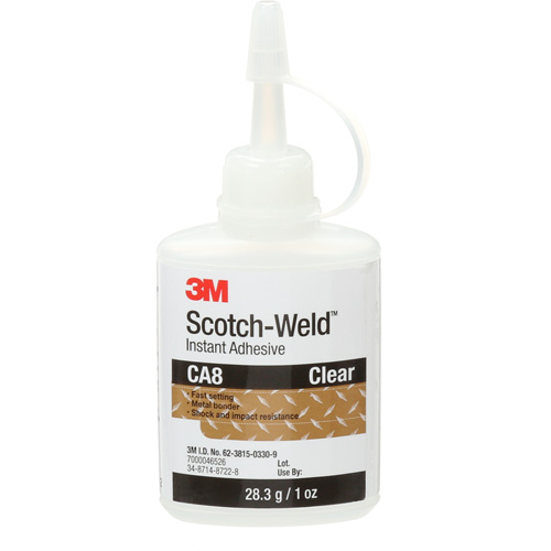 Scotch-Weld Instant Adhesive CA8, Clear, Bottle, 1 oz. Auto-Cam