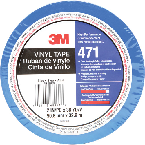 471 Vinyl Tape, 50.8 mm (2") W x 32.9 m (108') L, 5.2 mils, Blue Auto-Cam