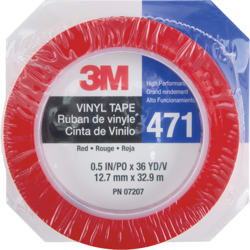 Ruban en vinyle 471, 12 mm (1/2") la x 32,9 m (108') lo, 5,3 mils, Rouge Auto-Cam