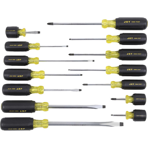 JKS-14S Cushion Grip Screwdriver Set, 14 Pcs. Auto-Cam