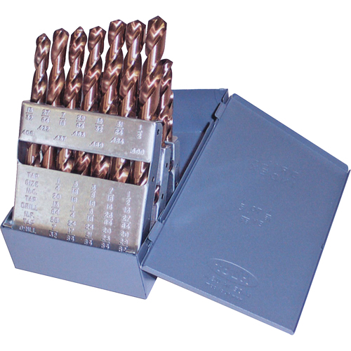 Jobber Length Drill Set, 19 Pieces, Cobalt Auto-Cam