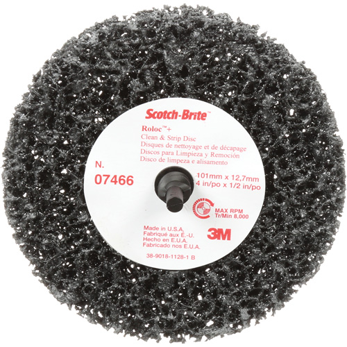 Disque de nettoyage et de d&eacute;capage Clean and Strip Roloc Scotch-Brite, 4" dia., Grain Extra grossier, Carbure de silicium Auto-Cam