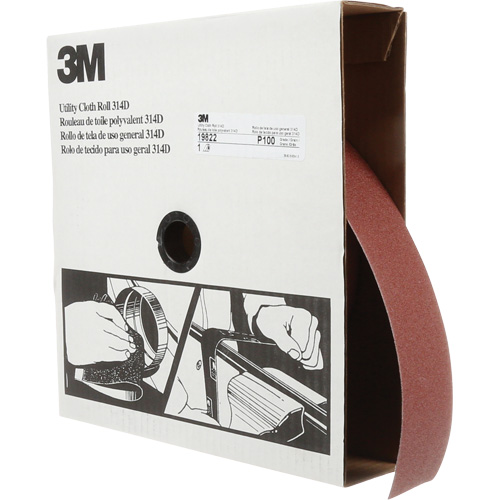 Rouleau de toile abrasive utilitaire 314D, 2" la x 150' lo, Grain 100J Auto-Cam