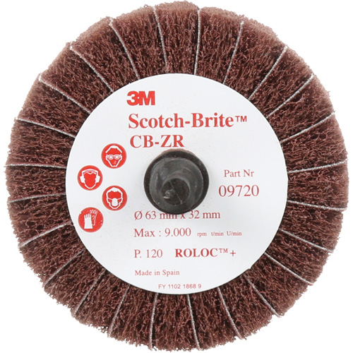 Scotch-Brite Combi-Wheel, 2-1/2" Dia., 120 Grit, Aluminum Oxide Auto-Cam