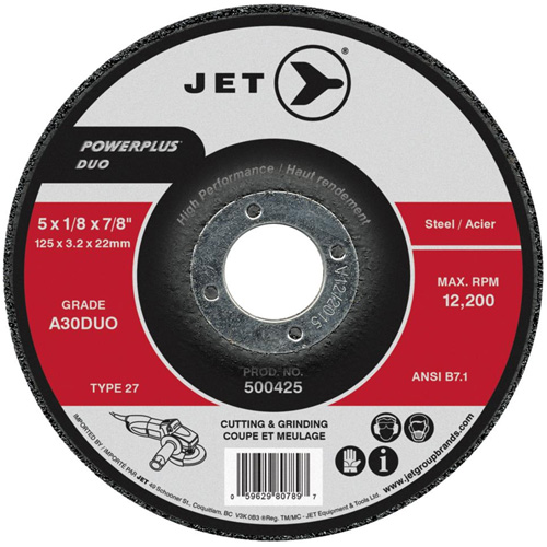 Meule/disque de coupe POWERPLUS DUO, 4-1/2" x 1/8", Arbre de 7/8", Type 27, Grain de A30DUO Auto-Cam