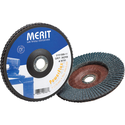 Disques &agrave; lamelles - Merit Zirconia, 4-1/2" x 7/8", Type 27, Grain 60, Zirconium Auto-Cam