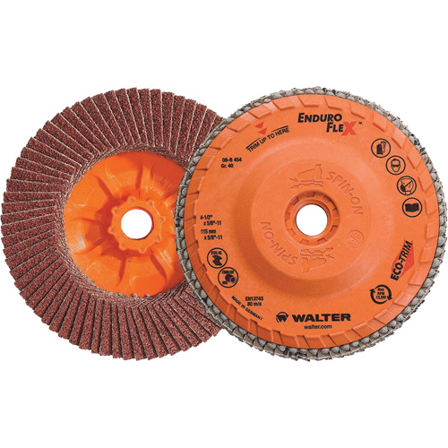 Enduro-Flex Flap Disc, 4-1/2" x 5/8"-11, Type 27, 40 Grit, Zirconia Alumina Auto-Cam