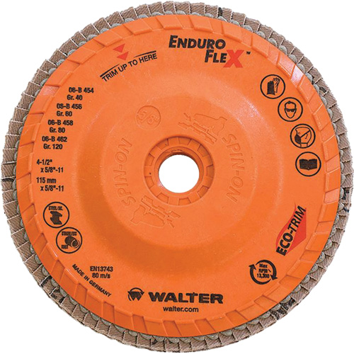 Disque &agrave; lamelles Enduro-Flex, 4-1/2" x 5/8"-11, Type 27, Grain 80, Alumine de zirconium Auto-Cam