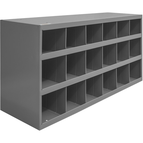 Steel Storage Bin Cabinet, 33-3/4" W x 12" D x 19-1/4" H, Grey Auto-Cam