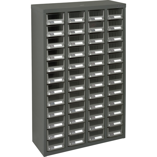 KPC-400 Parts Cabinet, Galvanized Steel, 48 Drawers, 22-3/5" x 8-7/10" x 36-9/10", Grey Auto-Cam