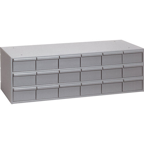 Industrial Drawer Cabinets, 18 Drawers, 33-3/4" W x 11-5/8" D x 10-7/8" H, Grey Auto-Cam