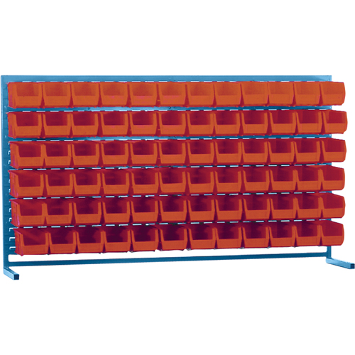 Louvered Rack with Bins, 72 Bins, 72" W x 15" D x 40" H Auto-Cam