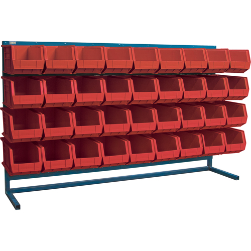 Louvered Rack with Bins, 36 Bins, 72" W x 15" D x 40" H Auto-Cam