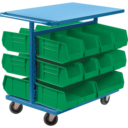Bin Cart with Bins, Double-sided, 20 bins, 24" W x 38-1/2" D x 36-1/2" H Auto-Cam