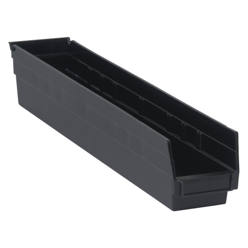 Economy Shelf Bin, 4-1/8" W x 4" H x 23-5/8" D, Black Auto-Cam