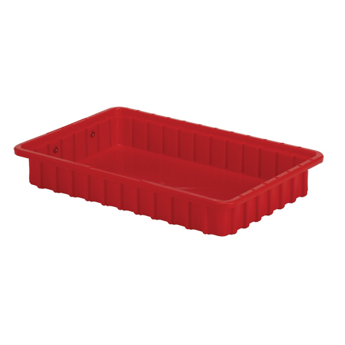 Divider Box&reg; Containers, Polyethylene, 16.5" W x 10.9" D x 2.5" H, Red Auto-Cam