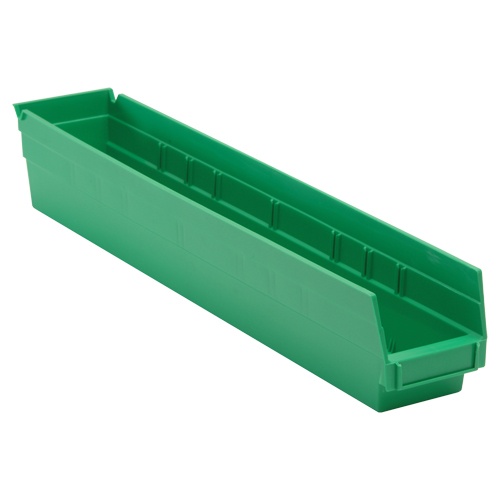 Economy Shelf Bin, 4-1/8" W x 4" H x 23-5/8" D, Green Auto-Cam