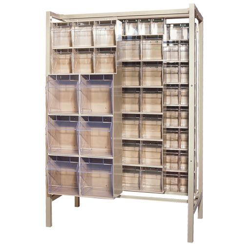 Free-Standing Tip-Out Bins Slider System, 51-1/4" W x 26" D x 77" H, 101 Drawers Auto-Cam
