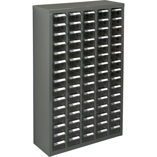KPC-600 Parts Cabinet, Galvanized Steel, 75 Drawers, 23-1/10" x 8-7/10" x 36-9/10", Grey Auto-Cam