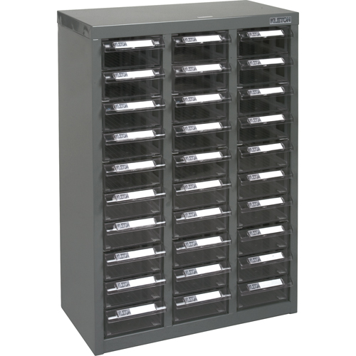 KPC-700 Parts Cabinet, Galvanized Steel, 30 Drawers, 17-1/2" x 8-7/10" x 25-3/10", Grey Auto-Cam