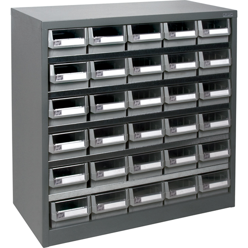 KPC-HD Heavy-Duty Parts Cabinet, Galvanized Steel, 30 Drawers, 34-3/5" x 15-7/10" x 34-3/5", Grey Auto-Cam