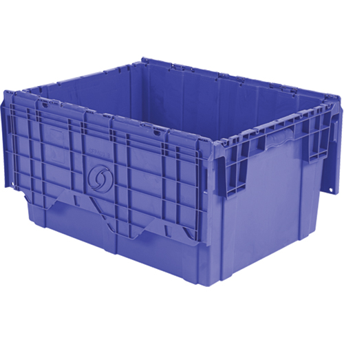 Flipak Polyethylene Plastic (PE) Distribution Containers, 27.9" x 20.9" x 15.2", Blue Auto-Cam