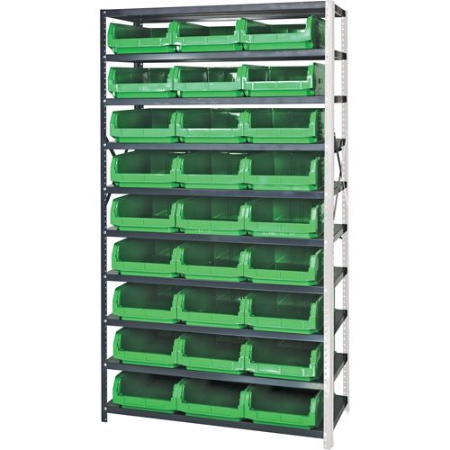 Shelving Unit with Stacking Bins, Steel, Magnum Bin, 650 lbs. Capacity, 42" W x 76" H Auto-Cam
