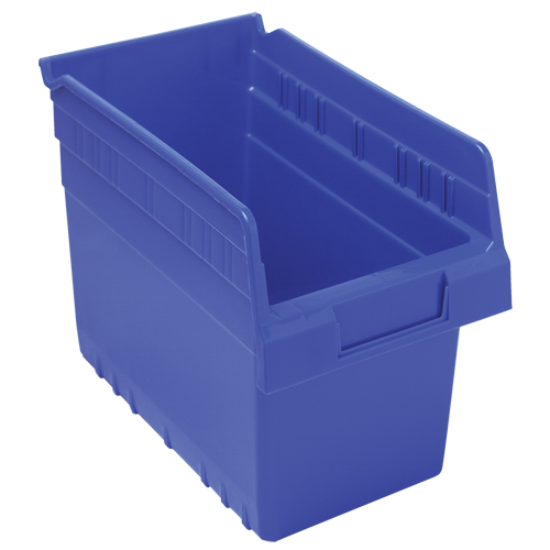 Store-Max Shelf Bins, 6-5/8" W x 8" H x 11-5/8" D, Blue, 44 lbs. Capacity Auto-Cam