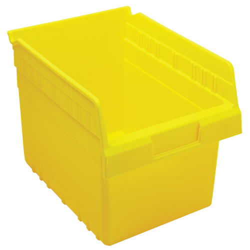 Store-Max Shelf Bins, 8-3/8" W x 8" H x 11-5/8" D, Yellow, 44 lbs. Capacity Auto-Cam