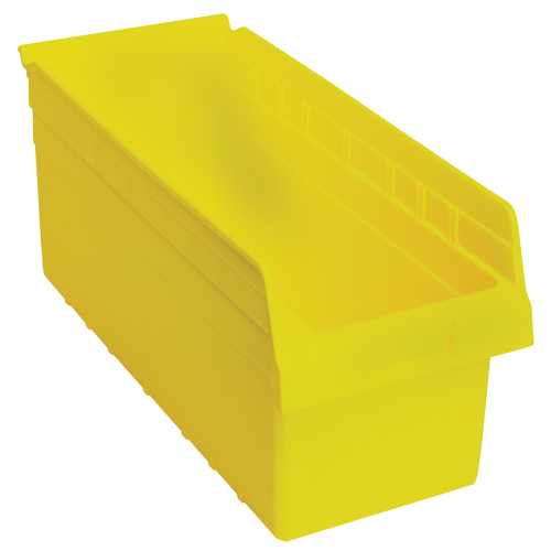 Store-Max Shelf Bins, 8-3/8" W x 8" H x 17-7/8" D, Yellow, 56 lbs. Capacity Auto-Cam