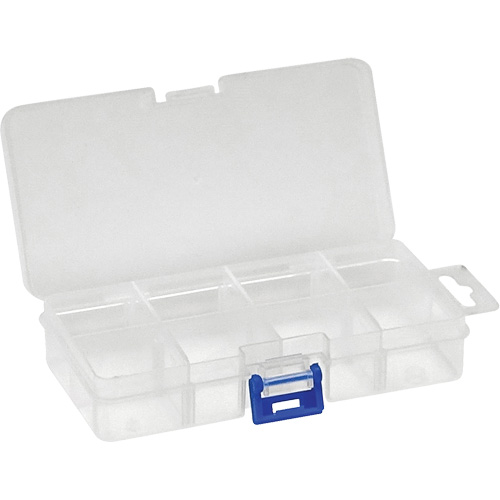 Plastic Compartment Box, 2.75" W x 5.5" D x 1.25" H, 8 Compartments Auto-Cam
